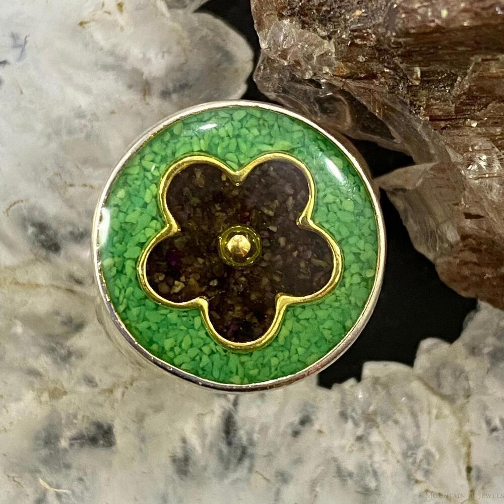 Carolyn Pollack Sterling Silver Multistone Flower Chip Inlay Ring Sz 7 For Women